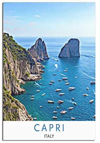 Vintage Italien Capri Reiseposter Leinwand Kunst Poster Geschenk Wanddekoration Malerei Poster Dekorative Poster