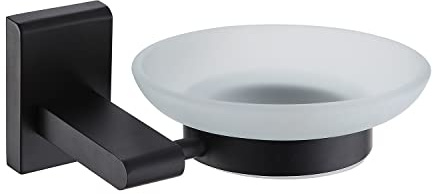 Wall Mounted Bathroom Accessories Set Stainless Steel Matt Black Unity (Glass Soap Dish)