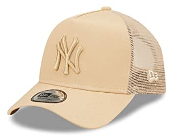 New Era New York Yankees MLB Tonal Mesh Beige A-Frame Adjustable Trucker Cap - One-Size