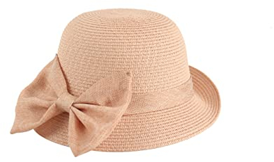 Miuno® H51063 Chapeau de soleil pliable pour femme avec nœud, Rose, Einheitsgröße-L