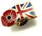 Emaille-Anstecknadel mit Mohnblumen-Flagge, Union Jack Rememembrance UK, Metall