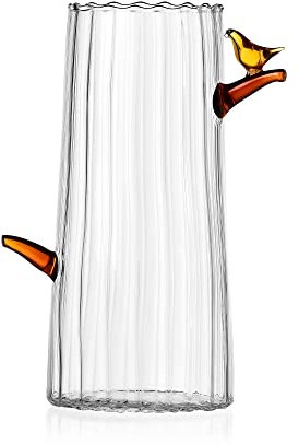 Ichendorf Milano Vaso Uccellino, Collezione Birds, D10 x H21 cm, Ambra, Vetro Borosilicato, Fatto a Mano