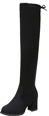BIISDOST Stivali sopra il ginocchio da donna neri - Con tacco alto al ginocchio Stivali leggeri All'aperto Stivali alti Stivali da lavoro Autunno/Inverno Stivali lunghi comodi, Nero , 38 EU