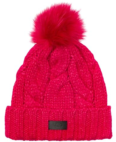 UGG Damen Cable Beanie mit Bommel, Kirsche, Einheitsgröße