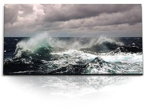 Paul Sinus Kunstdruck Bilder 120x60cm Stürmische See Meer Ozean Wellen Sturm Horizont