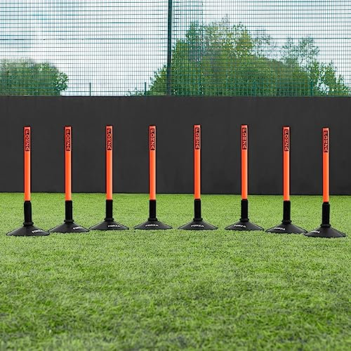 FORZA Mini Slalomstangen 45cm [Packung mit 8 Stück] - Erhältlich in 4X Farben (Mit Gummiunterlage, Orange)