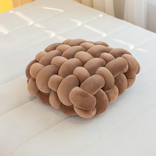 VanderHOME Gepolstertes Sitzkissen,knotenkissen, Geknotetes Kissen, Knot Kopfkissen, Plüsch Kissen Weiche,Stuhlpolster/Matratzenkissen für Stühle S-Kamel