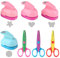 Kinder Papierstanzer Bastelschere Set, 4 Stück Stanzer Kinder + 3 Stück Kinderschere, Herz | Kreis | Blume | Schmetterling Motivstanzer Ø15mm, 3 Formen Kinder Sicherheit Schere Zickzackschere