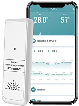 Temoo Hygrometer, Bluetooth Temperature & Humidity Sensor, High Accuracy, Real-Time Monitoring, Remote Monitoring, Tabletop