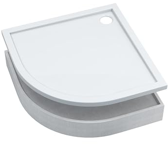 AQUABAD Duschwanne/Duschtasse | Set Basic Smooth White 90x90cm R55 Viertelkreis | inkl. Styroporträger | (Gesamthöhe inkl. Träger 16 cm) zum Befliesen