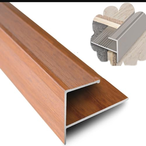 NILZA Laminat Treppenkantenprofil Einfasshöhe 15 Mm Treppenprofil F-Form Winkelprofil Aluminium Treppenkante rutschfeste Treppenstufe (Color : F, Size : 1PCS-L90cmxH1.5cm)