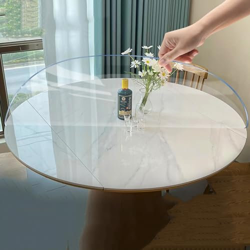 Durchsichtige Schutzfolie Rund Wasserdicht,Transparent Tischfolie Abwaschbare,Glasklar Folie Fettdicht,klarsicht tischdecke,Kein Schrumpfen,Tischmatte geruchsneutral,für Zuhause (2mm,30cm)