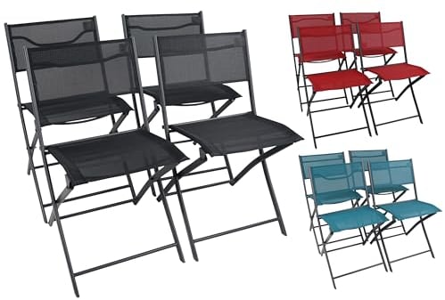 VCM 4er Set Gartenstuhl | Balkonstuhl klappbar | Maße ca. H. 79 x B. 45 x T. 46 cm | Campingstuhl | Gartenmöbel - Sumila Türkis