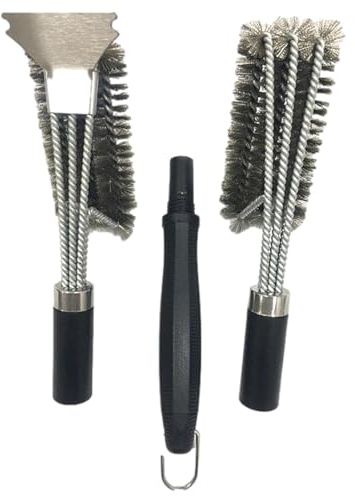 Brosse à gril, grattoir nettoyant pour barbecue, brosse à gril métallique avec manche long ergonomique. Brosse de gril légère, nettoyeur de grille de barbecue, brosse de nettoyage de gril pour le nett