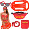 Vibbang 5 Stück Lifeguard Set, Rettungsschwimmer Kostüm Zubehör Kit, mit Rettungsschwimmer Hut, Gürteltasche, Sonnenbrille, Schwimmboje, Baywatch Kostüm, Strandparty Cospaly Karneval Herren Damen