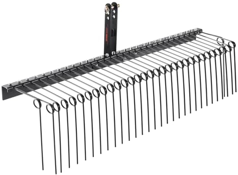 VEVOR Anhängerechen, 1830 mm Anhänge-Vertikutierer mit 32 Stahlzinken, Rasenrechen zur Befestigung an Kategorie 1, 3-Punkt-Aufhängung für Traktor, für Blätter, Tannennadeln, Stroh und Gras