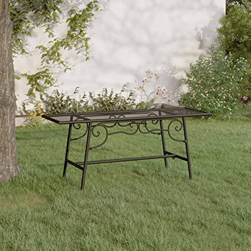 LAPOOH Trädbänk 110 cm svart stål, möbler, utomhusmöbler, utomhussittplatser, utomhusbänkar-318827