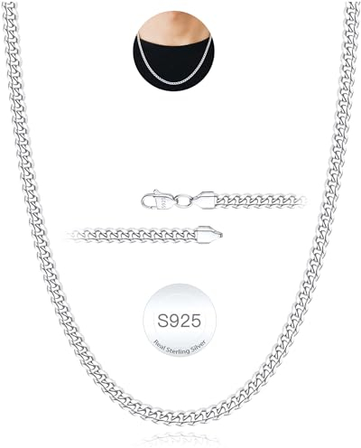 Rajputana 925 Silber Kette Halskette für Männer 3mm Kubanische Verbindung Ketten für Herren Junge Sterling Silber Männer Kette Halsketten Robuste Kandare Chains Schmuck Geschenke 20Zoll