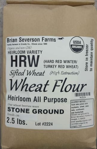 Turkey Red Organic Wheat Flour: Heirloom All Purpose Stone Ground Flour from the 1800s: Farmer Direct: Organic: 2.5 lbs.