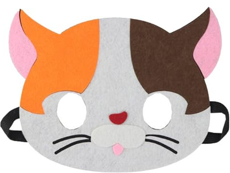 Jtnohx Filz Tiermasken, 10 Stück Halloween Maske für Kinder, Tier Kostüm für Geburtstag Party Supplies(Katze Masken)