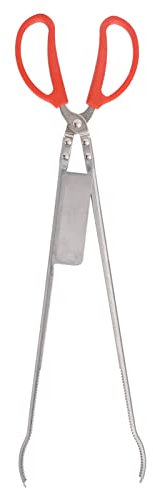 Pinze per granchio Manici in plastica in acciaio inossidabile Lunghezza 51 cm Design con punta a fessura spessa Pinze a forbice resistenti al calore per la pesca (Bend Mouth)