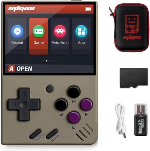 Whatsko MiyooMini V4 Handheld Spielkonsole,Miyoo-Mini Retro Konsole 64GB mit 10000 Spielen,Pocket Handheld Game Spielkonsole Cortex-A7 Linux System 2.8 Zoll IPS Screen 2000mAh(blau)