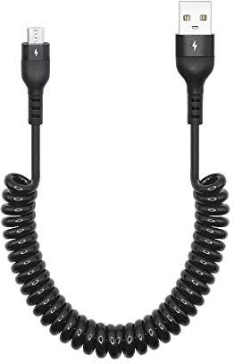 Cavo a molla micro USB da 1 a 3 FT, da maschio a spirale a micro USB, cavo a molla di ricarica e trasferimento dati, per smartphone, tablet e altri dispositivi con porta micro USB