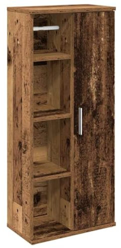 vidaXL Badezimmerschrank mit Rollenhalter Altholz-Optik 39x22x90 cm, Badschrank, Badezimmermöbel, Waschbeckenschrank, Badschränke, Badmöbel