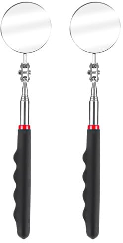 YBEATY 2 Stück Teleskop Inspektionsspiegel Set Rund 360 Grad Drehbar Ausziehbare Mechanischer Autospiegel Inspektionsspiegel Griffe Für Fahrzeug Inspektionen Techniker Werkzeug Geocaching