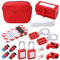 Ejoyous Circuit Breaker Lockout Set, Lockout Tagout Kit for Electricians, Padlock and Hasp Lock, Red, Kits