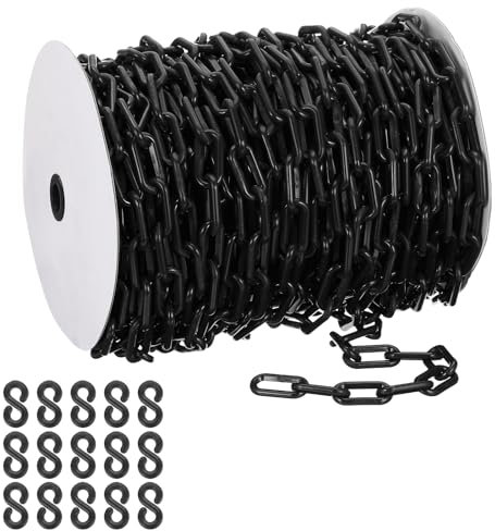 PATIKIL Schwarze Kunststoffkette, 131 ft 8mm Absperrkette Sicherheitsbarriere Große Gliederkette Lang für Warnsicherheit Parkplatz, Personenkontrolle Tor Baustelle Absperrung Von Flächen