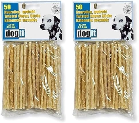 Dogit Hundesnack, Kaurollen für Hunde, gedreht, aus Rinderhaut, 12.5cm, 100er Pack