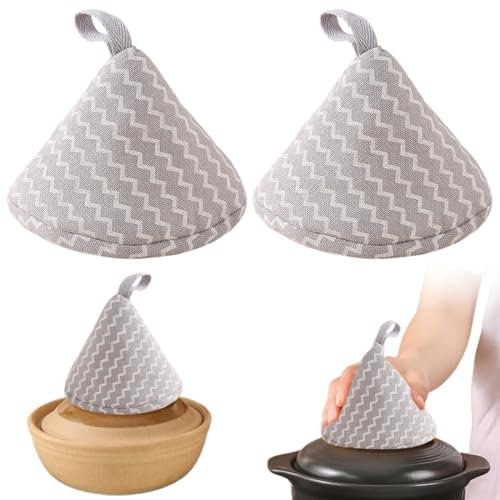 MIRKUZI Ofenhandschuhe 2er-Pack, Topflappen, hitzebeständig, rutschfeste Kochhandschuhe, Baumwoll-Backhandschuhe zum Kochen, Backen, Grillen, Ofenhandschuhe (grau)