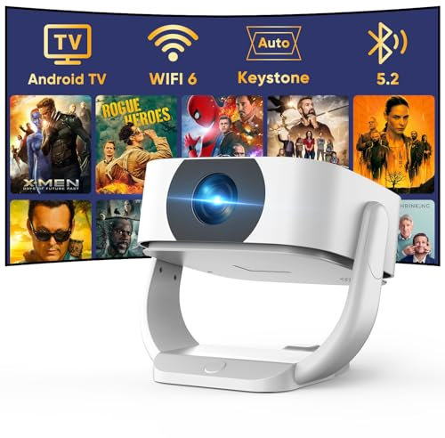 [App Intégrée] Projecteur, Auto Keystone/Focus Électrique, WiFi BT Vidéoprojecteur Native 1080P 4K Supporté, 270°Rotation Zoom 50% Video Projecteur, Compatible avec TV Stick/HDMI/iOS/Android/Souris