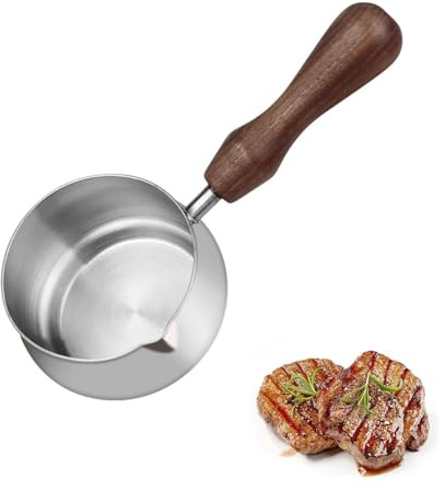 Bosiyrggrl Mini Sauce Pans-Butter Warmers for Seafood Electroplating Stainless Steel with Handle(Silver 100ml/3.5oz)