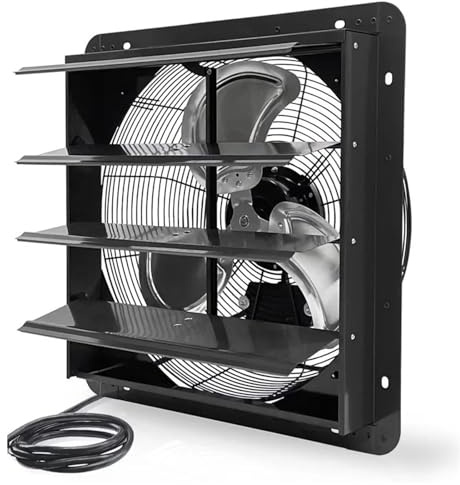 Kanalabsaugung, 18-Zoll-Abluftventilator mit Jalousie, Wandmontage, Hochgeschwindigkeit 2500CFM, Lüftungsventilator