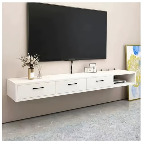 Zfmnoyev Schwebender TV-Ständer, Moderne TV-Konsole Mit Klapptür, Unterhaltungsmöbel Mit Stauraum Für TV-Schrank Und Spielekonsole, Für Schlafzimmer, Wohnzimmer Und Büro(Weiß,160x23x20 cm)