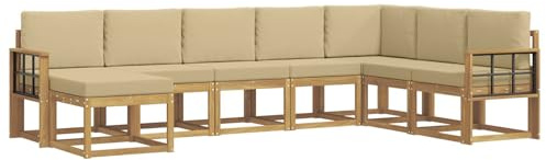vidaXL Outdoor-Sofagarnitur mit Kissen 8 pcs Weiß und Beige, Moderner Garten Sofa, wetterfeste Eckcouch, Möbel zum Entspannen auf Terrasse, Patio Lounge und Komfortset