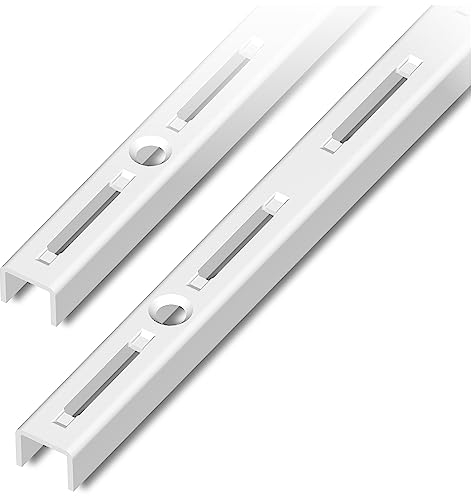 Element System Wandschiene 1-reihig, 2 Stück, 4 Abmessungen, 3 farben, Länge 200 cm für Regalsystem, Regalträger, Wandregal, weiß, 10000-00039
