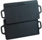 Andes Double Sided Cast Iron Griddle Plate with Handles, Ribbed Grill Pan/BBQ Skillet for Camping, 50 x 23cm