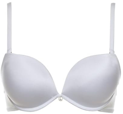 LORMAR Reggiseno Balconcino Double Liscio Coppe Super Push UP 2 Taglie in più (2, Bianco)