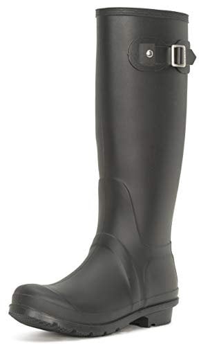 Polar Boot Women’s Tall Waterproof Wellies - Adjustable Buckle Knee-High Wellington Boots - Insulated Non?Slip Snow & Dog Walking Outdoor Footwear - Black - UK7/EU40