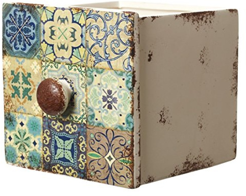 Heaven Sends Large Moroccan Cube Planter with Faux Drawer Design – Decorative Indoor Plant Pot – 17 x 15 x 14 cm