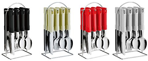 Cubertería de 24 piezas de acero inoxidable con soporte para cubiertos colgante