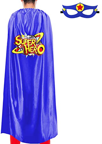 iROLEWIN Superhero-Cape and Mask for Adults Women Men Super Hero Dress-up Costume Spirit Day Team Halloween Party Favors Gift | Super Hero Capes & Masks Set - Easy Halloween Cosplay Outfit for Charity Fun Runs, Masquerades Party Dress-up, Birthday Gifts