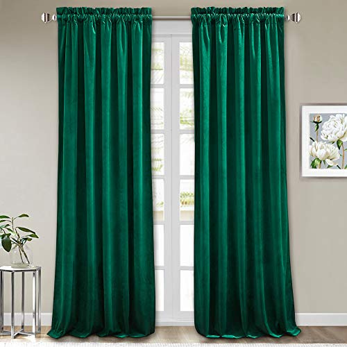 StangH Emerald Green Velvet Curtains 84 inches - Christmas Holiday Decor Plush Blackout Thermal Insulated Window Curtains Drapes for Living Room, W52 x L84, 2 Panels