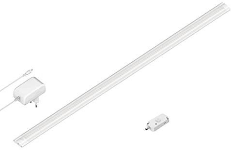 ledscom.de LED Unterbau-Leuchte SIRIS weiß matt mit Netzteil und Bewegungsmelder, flach, 90cm, 1044lm, weiß