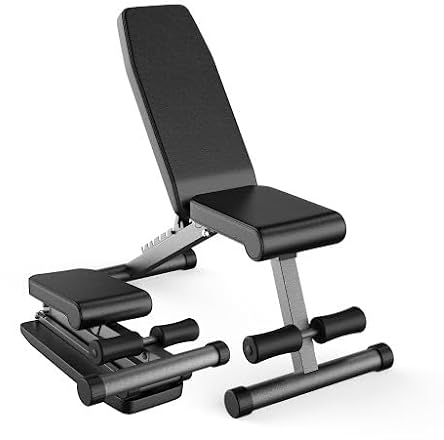 5-in-1 Hantelbank von Finer Form, verstellbar und klappbar, für Bankdrücken, Krafttraining und Ganzkörpertraining im Home Gym – kostenloses PDF-Trainingsposter im Lieferumfang enthalten