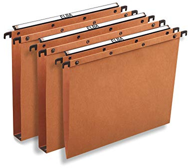 Elba - 100330312 Suspension Folders for Drawers, Spacing 39, Bottom V, External Size 37.2x25, Orange, Pack of 25