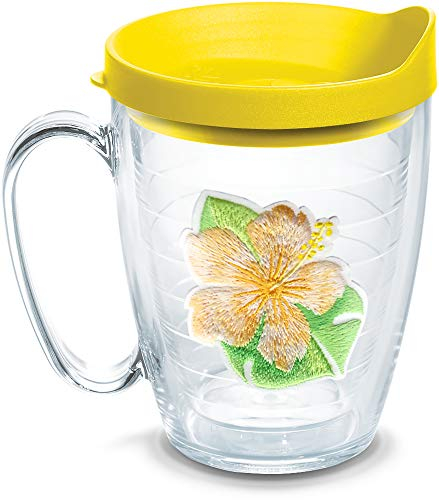 Tervis Island Tropical Hibiscus Collection Gobelet isotherme à double paroi pour garder les boissons froides et chaudes, 473,6 g, jaune hibiscus île